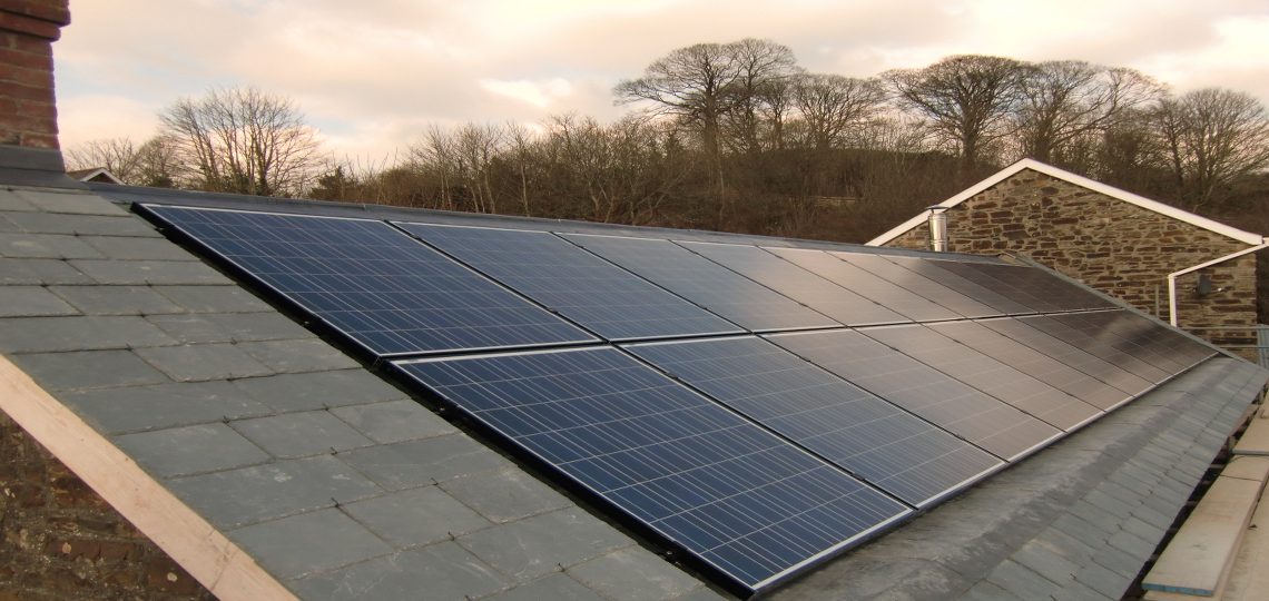 Solar PV roof integrated solar PV system. Exmoor